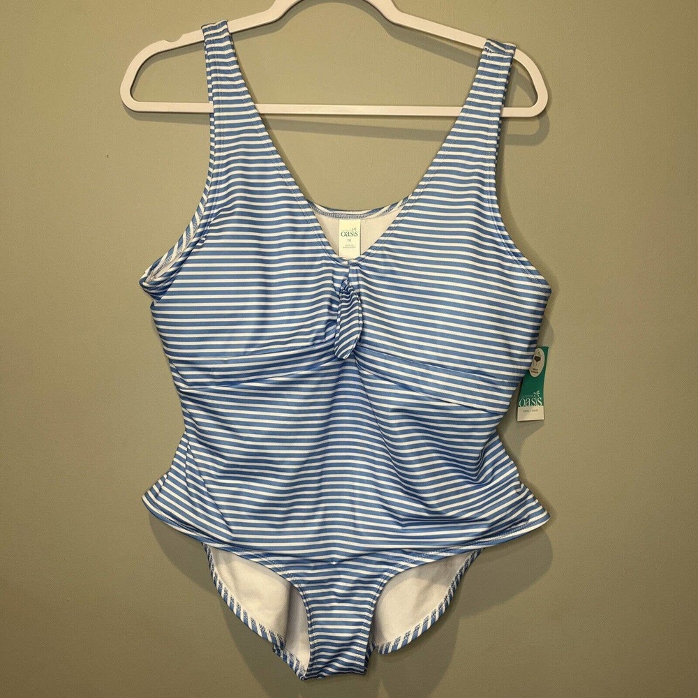 Outdoor Oasis Women's striped One Piece Bathing Swmming Suit SZ 1X NWT